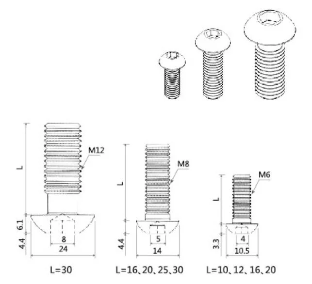 Cup Head Bolt Accessories for Profile Assembly Aluminum Profile Extrusion Parts Nuts